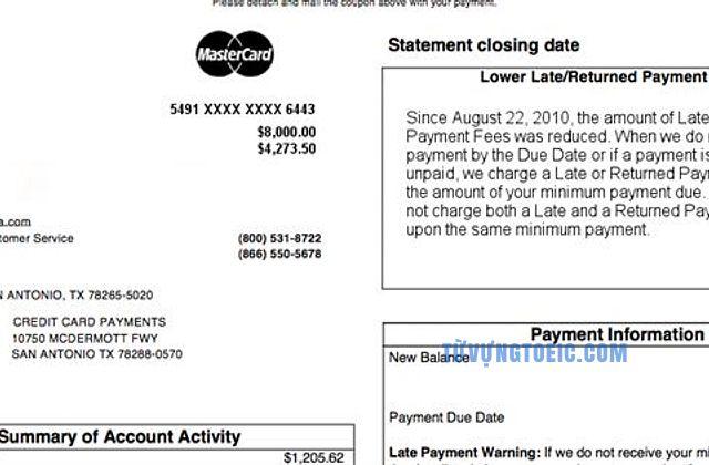 credit card statement